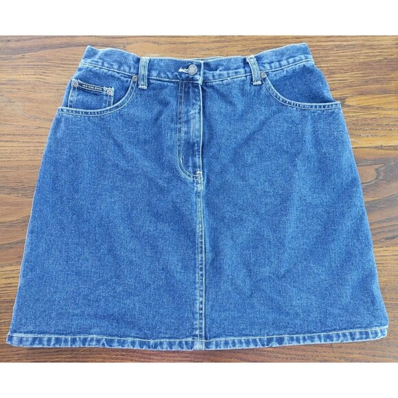 mini skirt Side Stripes 5 Pocket NY Jean Co ladies size 10 button up denim - Picture 6 of 7